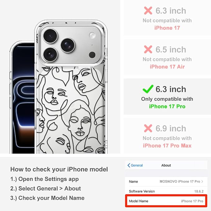 MOSNOVO for iPhone 17 Pro Case | Military Grade 6.6ft Drop Tested | Camera - Image 2