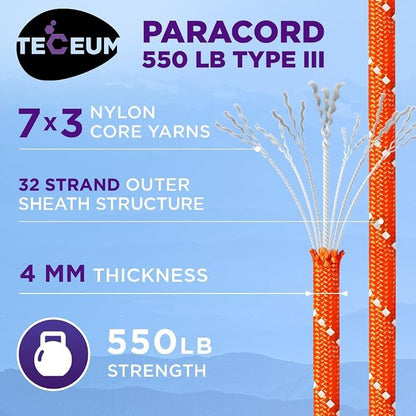 TECEUM Reflective Paracord Rope 1000 – 1000ft/200ft/100ft/50ft – 40+ Colors – - Image 3