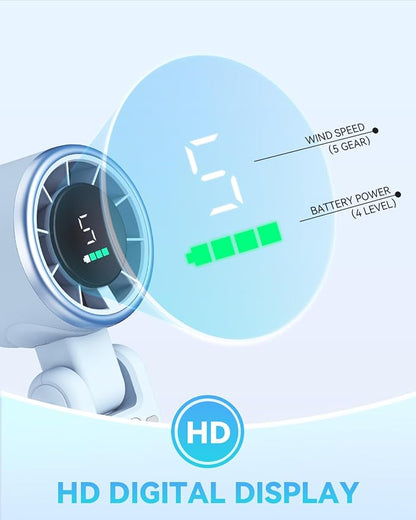 PlayHot Portable Handheld Turbo Fan, 5-Speed Personal Fans, 5000mAh - Image 7