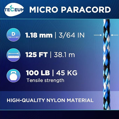 TECEUM Micro Paracord – 1.18 mm X 125 ft – Micro Utility Cord – Thin Braided - Image 2