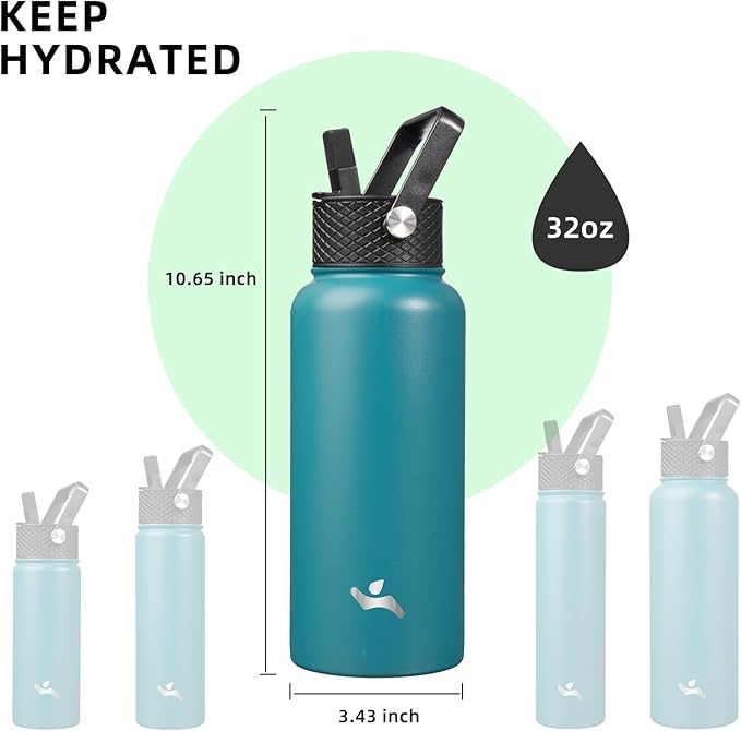 Konokyo 32 oz Insulated Water Bottle Stainless Steel Sport Bottles - Image 5