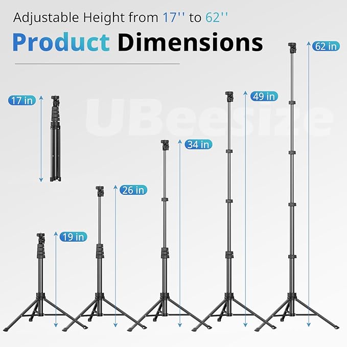 UBeesize 62" Phone Tripod & Selfie Stick - Image 2