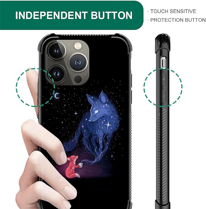 for iPhone 14 Pro Case, Galaxy Fox Wolf Pattern Graphic Design Girl Boy Soft - Image 3