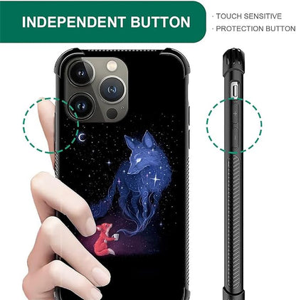 for iPhone 14 Pro Case, Galaxy Fox Wolf Pattern Graphic Design Girl Boy Soft - Image 3