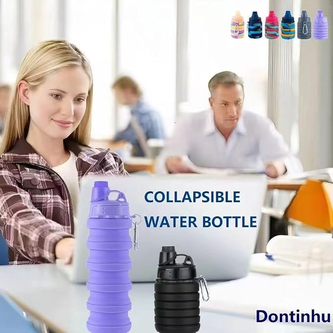 Collapsible Water Bottles 3 PackTravel water bottle Sports Portable Water - Image 7