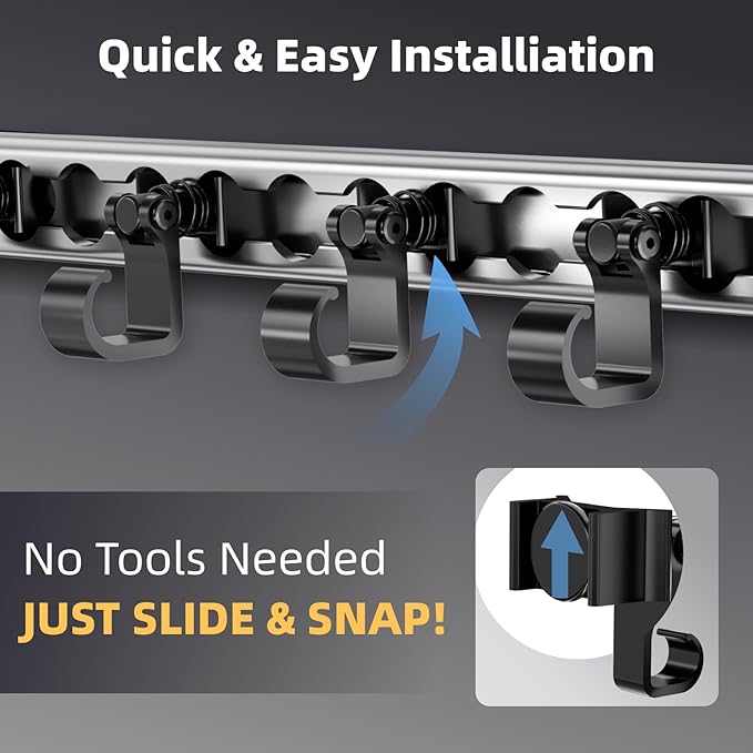 4 Pack L Track Hooks with Single Stud Fitting, Spring-Loaded Adjustable Gear - Image 4