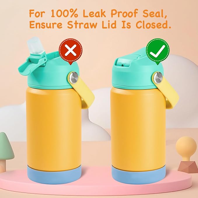 Kerilyn 12oz Kids Water Bottle 2 Pack, Stainless Steel Insulated Water Bottle - Image 6