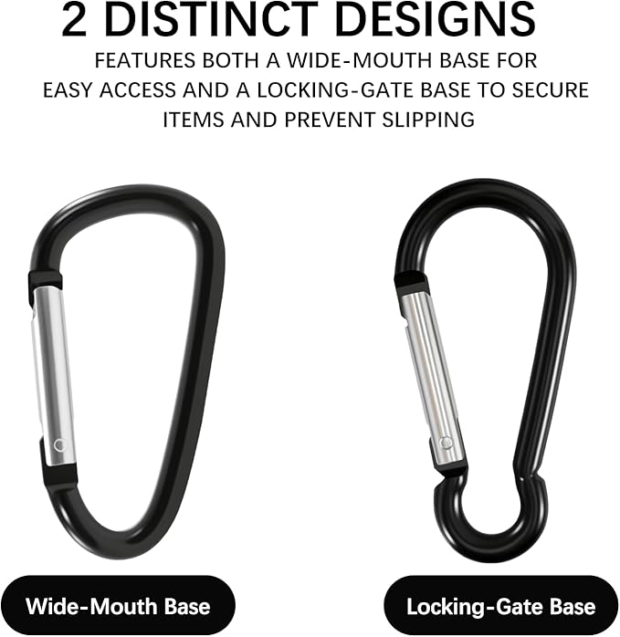 10 Pack 3 Inch Carabiner Light Duty, Aluminum Black Carabiner Clip, D Ring - Image 5