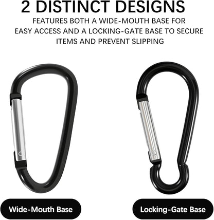10 Pack 3 Inch Carabiner Light Duty, Aluminum Black Carabiner Clip, D Ring - Image 5