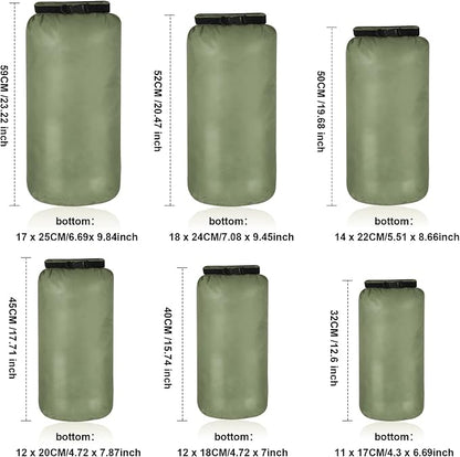 Shappy 6 Pcs Waterproof Dry Bag Set Ultralight Stuff Sack 20/15/10/8/5/3L - Image 2