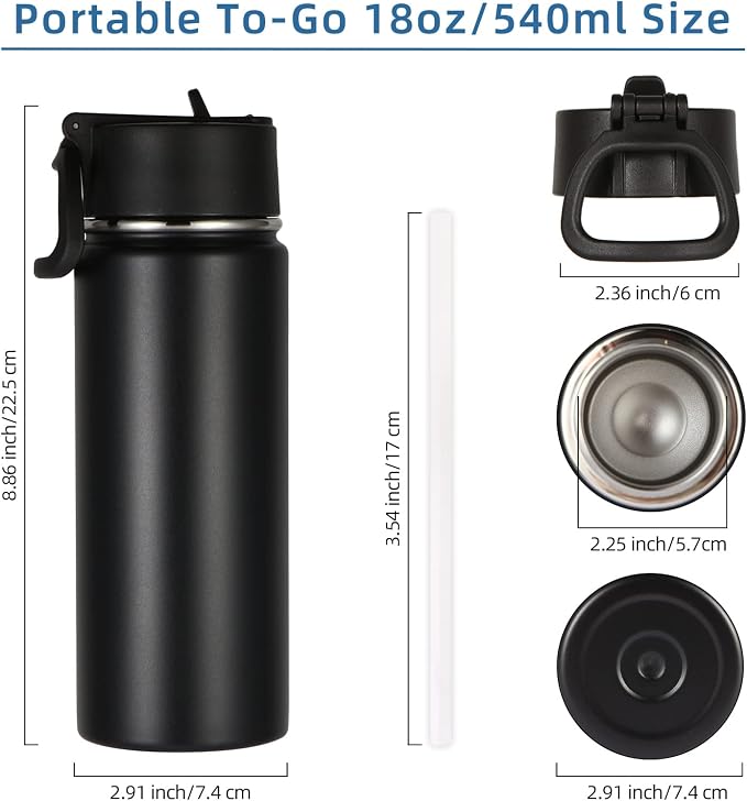 Volhoply 18oz Insulated Water Bottle Bulk 4 Pack, Kids Stainless Steel Water - Image 5