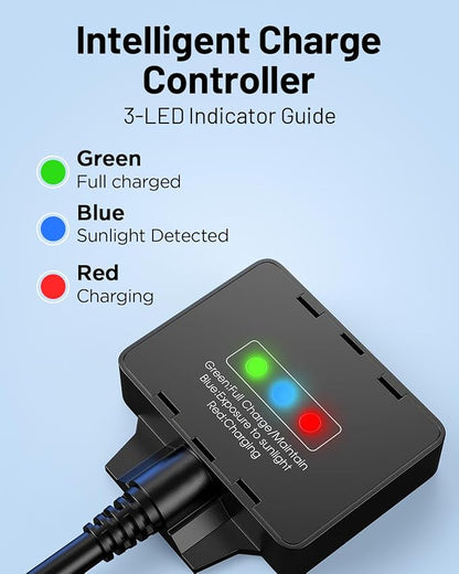 20W Solar Battery Charger & Maintainer, 12V Waterproof Trickle Charger Kit - Image 3