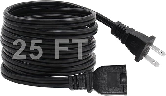 25 FT 2 Prong Extension Cord, 18AWG SPT-2 Indoor Male to Female Power Cord ETL by Gutedeal