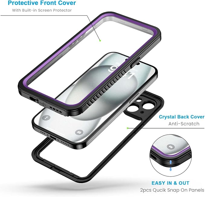 Lanhiem for iPhone 15 Plus Case, IP68 Waterproof Dustproof Shockproof Cases - Image 3