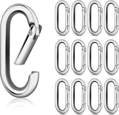 10Pack Large Oval Carabiner, Metal Spring Keyring Clips by CooBigo