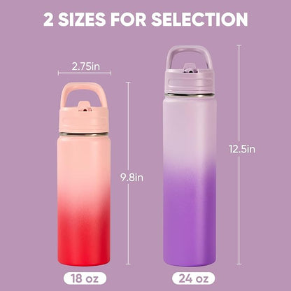 Fijinhom 2 Pack 18oz Insulated Stainless Steel Water Bottle - Image 2