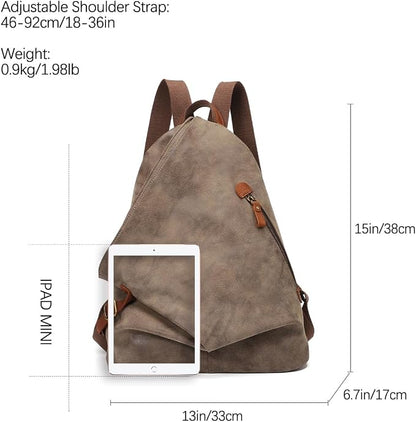 KL928 PU Leather Vintage Backpack – Large Casual Daypack Outdoor Travel - Image 2