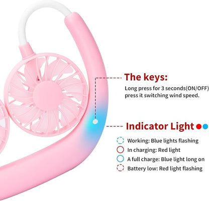 Portable Neck Fan Rechargeable Personal Hand-Free Fan Mini USB Wearable - Image 7