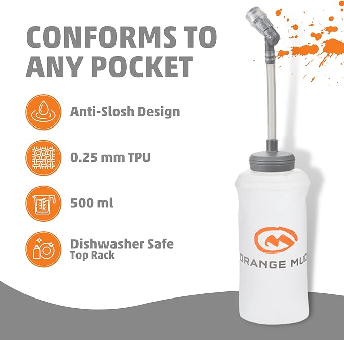 Orange Mud 500ml Soft Flask – 17oz Collapsible Hydration Bottle – BPA & PVC - Image 4