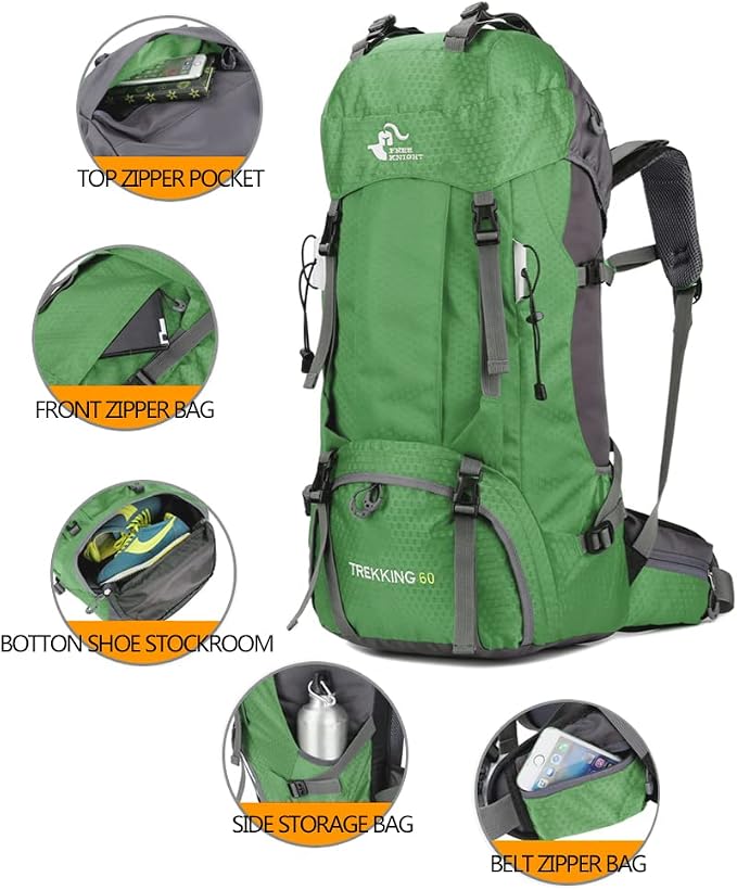 Bseash 60L Waterproof Hiking Camping Backpack - Image 3