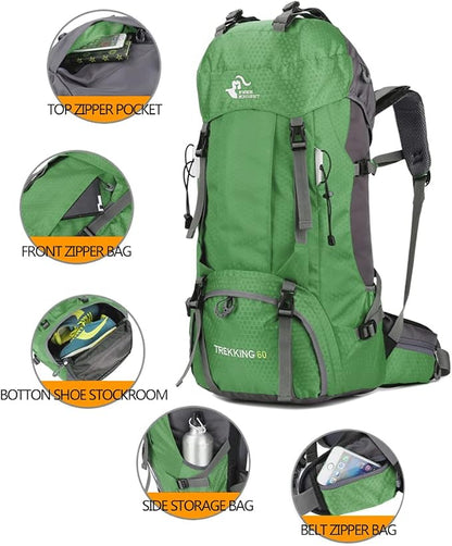 Bseash 60L Waterproof Hiking Camping Backpack - Image 3
