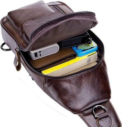 Hebetag Leather Sling Bag Hiking Daypack - Image 7