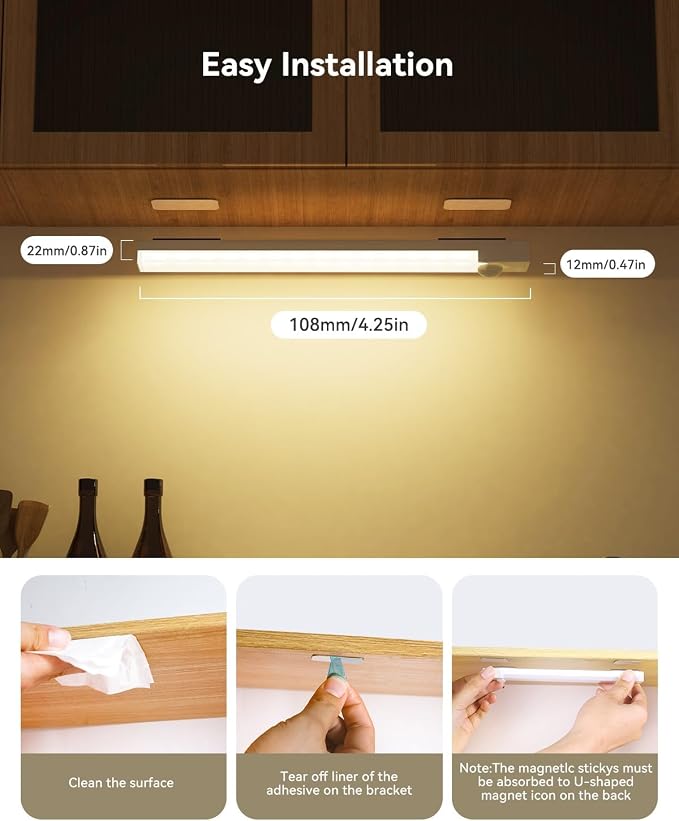 Under Cabinet Lighting 4 Inches Rechargeable Motion Sensor Light Indoor - Image 8
