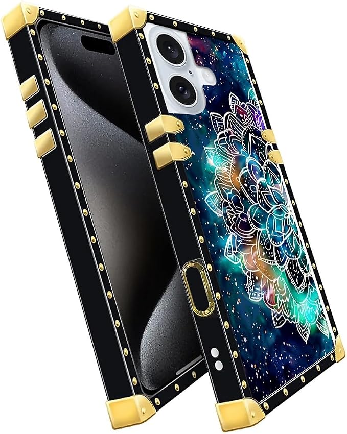 Compatible with iPhone 16 Case, Starry Sky Colourful Mandala Luxury Golden - Image 3