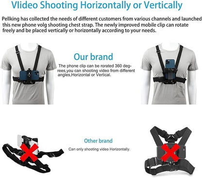 PellKing Mobile Phone Chest Mount Harness Strap Holder Cell Phone Clip Action - Image 7