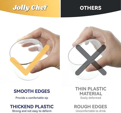 JOLLY CHEF 32 Pack 12oz Gold Plastic Wine Glasses Stemless, Disposable Wine - Image 3