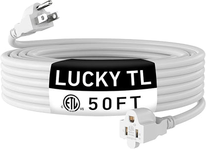 LUCKY TL Indoor Outdoor Extension Cord, 16/3 Gauge White Long Extension Cord by LUCKYTL