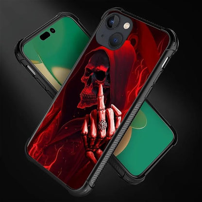 for iPhone 13 Case, Gestures Funny Skull Pattern Graphic Design Girl Boy Soft - Image 5