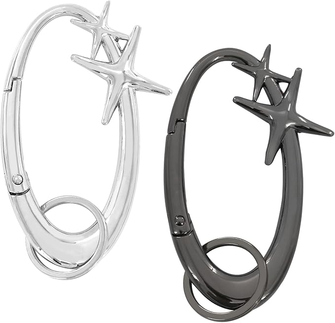 2PCS Star Carabiner, Shiny Y2K Cute Carabiner, Simple Alloy Material, Suitable by Unknown
