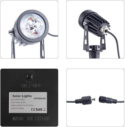 APONUO Solar Spotlights Landscape Lights Low Voltage Outdoor Solar Spotlight - Image 5