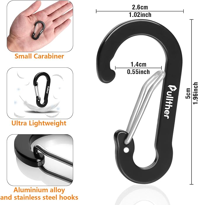 Aluminum Carabiner Clips- Set of 20, Carabiner Clip 2 inch - Image 2