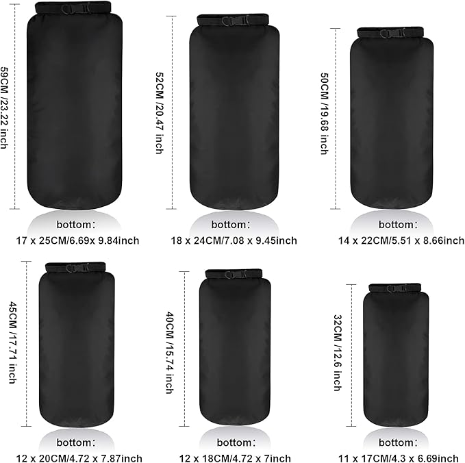 Shappy 6 Pcs Waterproof Dry Bag Set Ultralight Stuff Sack 20/15/10/8/5/3L - Image 4