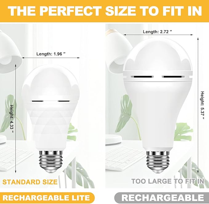 Neporal A19 Rechargeable Light Bulbs, Socket Rechargeable Emergency Light Bulb - Image 4