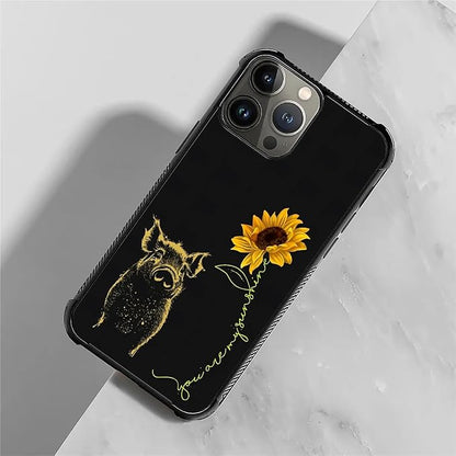 for iPhone 15 Pro Max Case, Pig Sunflower Yellow Sunshine Pattern Graphic - Image 2