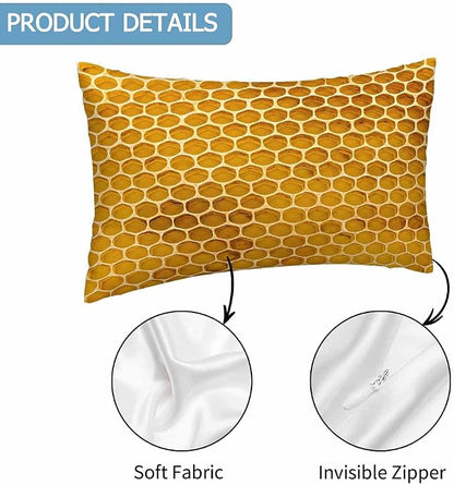 Bee Honeycomb Throw Pillow Covers 12 X 20 Yellow Honey Abstract Set of 2 Pillow - Image 3