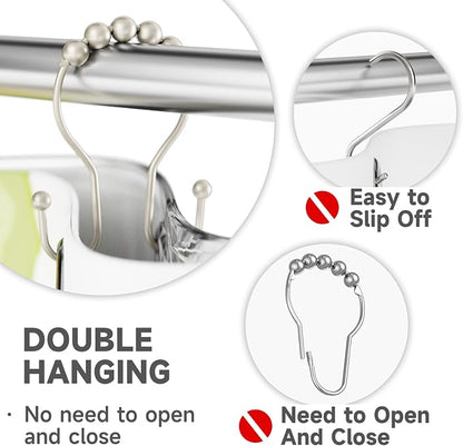 Bathway Shower Curtain Hooks Rust Proof Shower Curtain Rings, Smooth Glide - Image 3