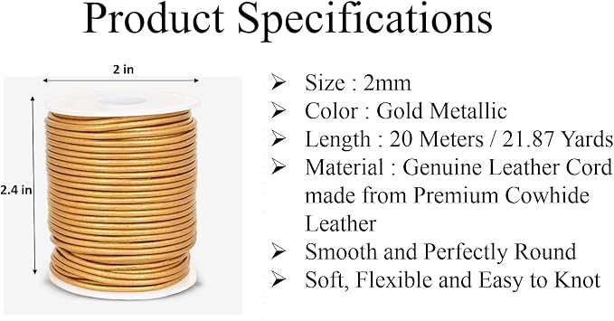 GENIQUE Real/Genuine Round Leather String Cord - Image 2