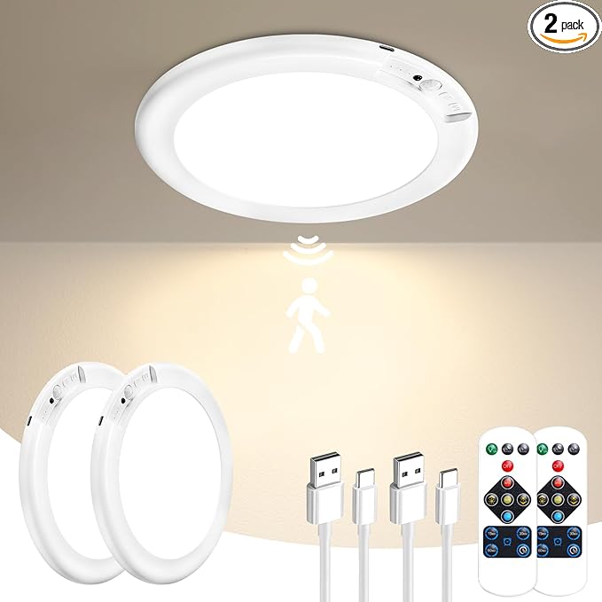 Gotopceed 2 Pack Rechargeable Motion Sensor Ceiling Light by Unknown