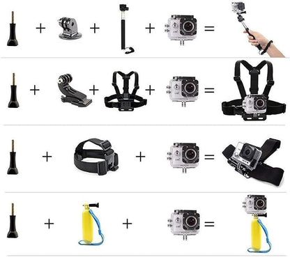 Universal Action Camera Accessories Bundle Head Chest Strap Mount/Selfie - Image 7