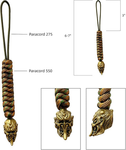 Handmade Lanyards with Brass Beads – Paracord 550 Survival Gear Leash - Image 3