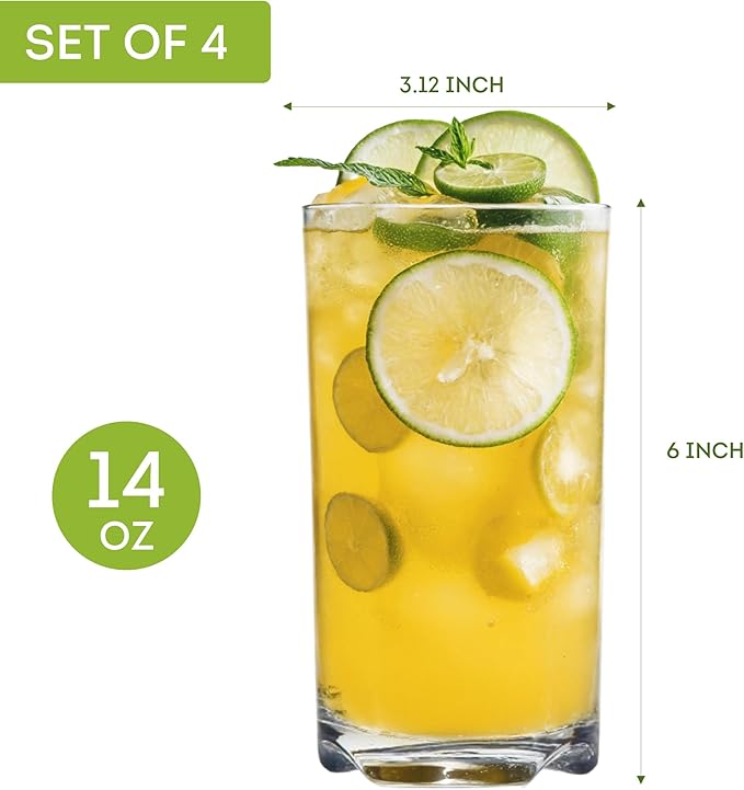 Lily's Home Unbreakable Highball Tumblers, Made of Shatterproof Tritan Plastic - Image 2