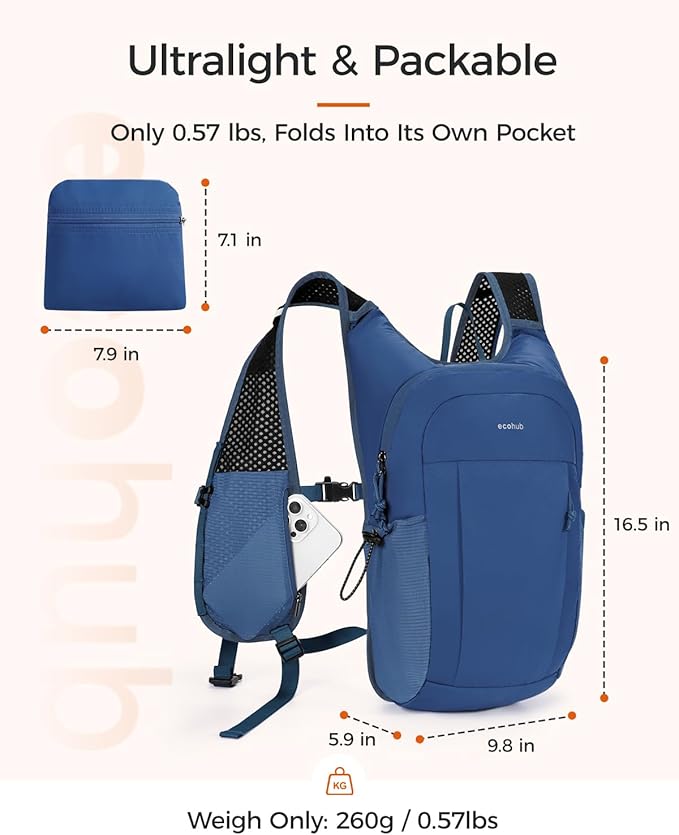 ECOHUB 15L Lightweight Packable Hiking Backpack - Image 2