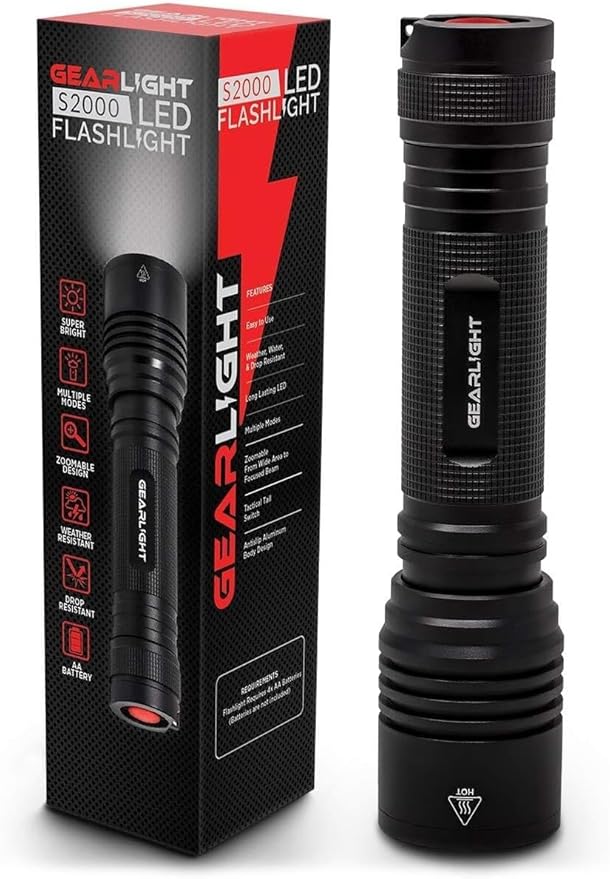 LED Flashlight High Lumens, Tactical Flashlight Battery Powered, Bright by GearLight