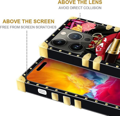 Compatible with iPhone 15 Pro Case, Queen Lip Crown Leopard Print Luxury Golden - Image 7