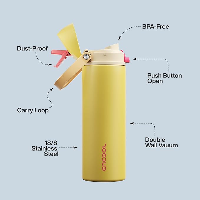 Insulated Water Bottle with Straw - Image 4