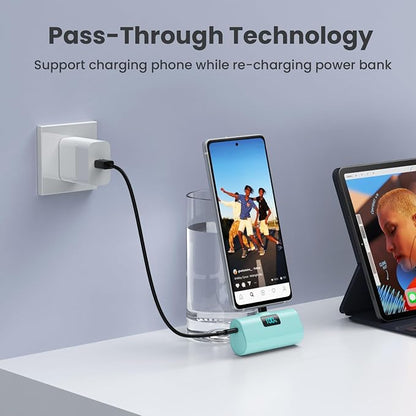 Small Portable Charger 5200mAh, Upgraded PD USB C Power Bank Built-in USB-C - Image 6